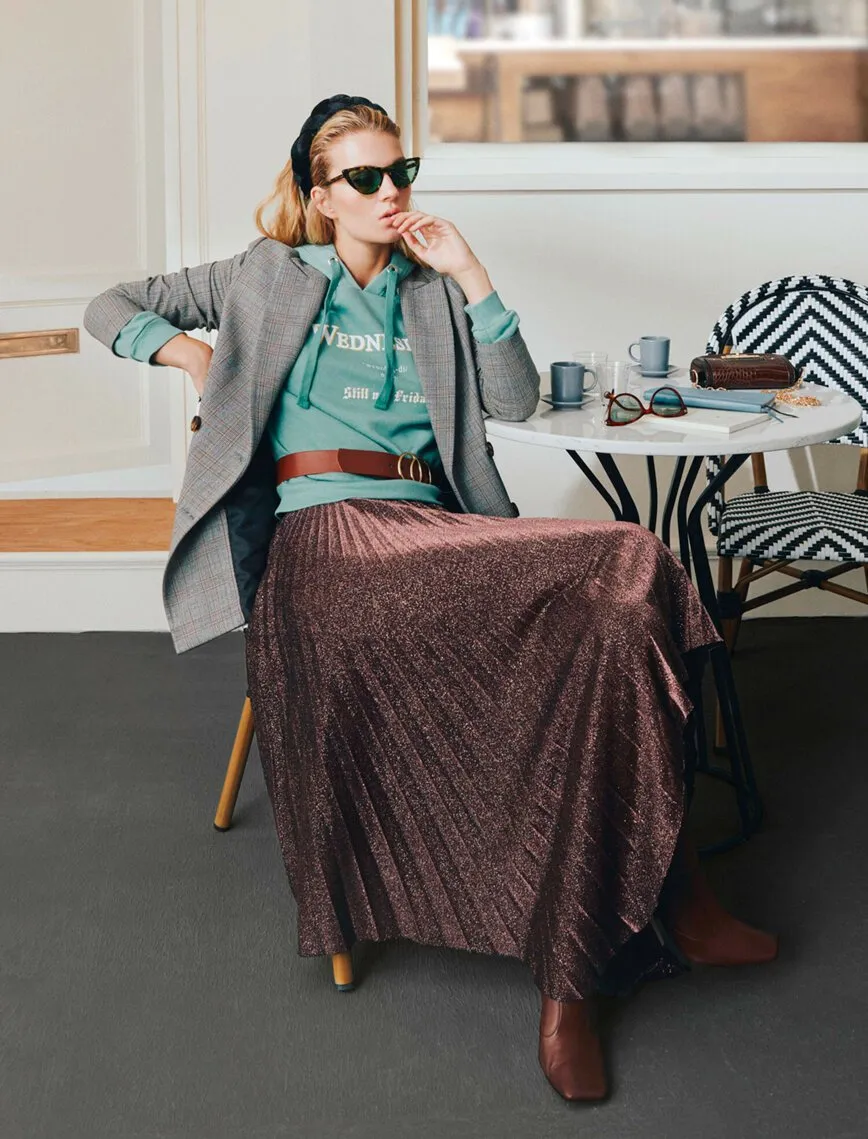 16534 Brown Double-Breasted Check Jacket