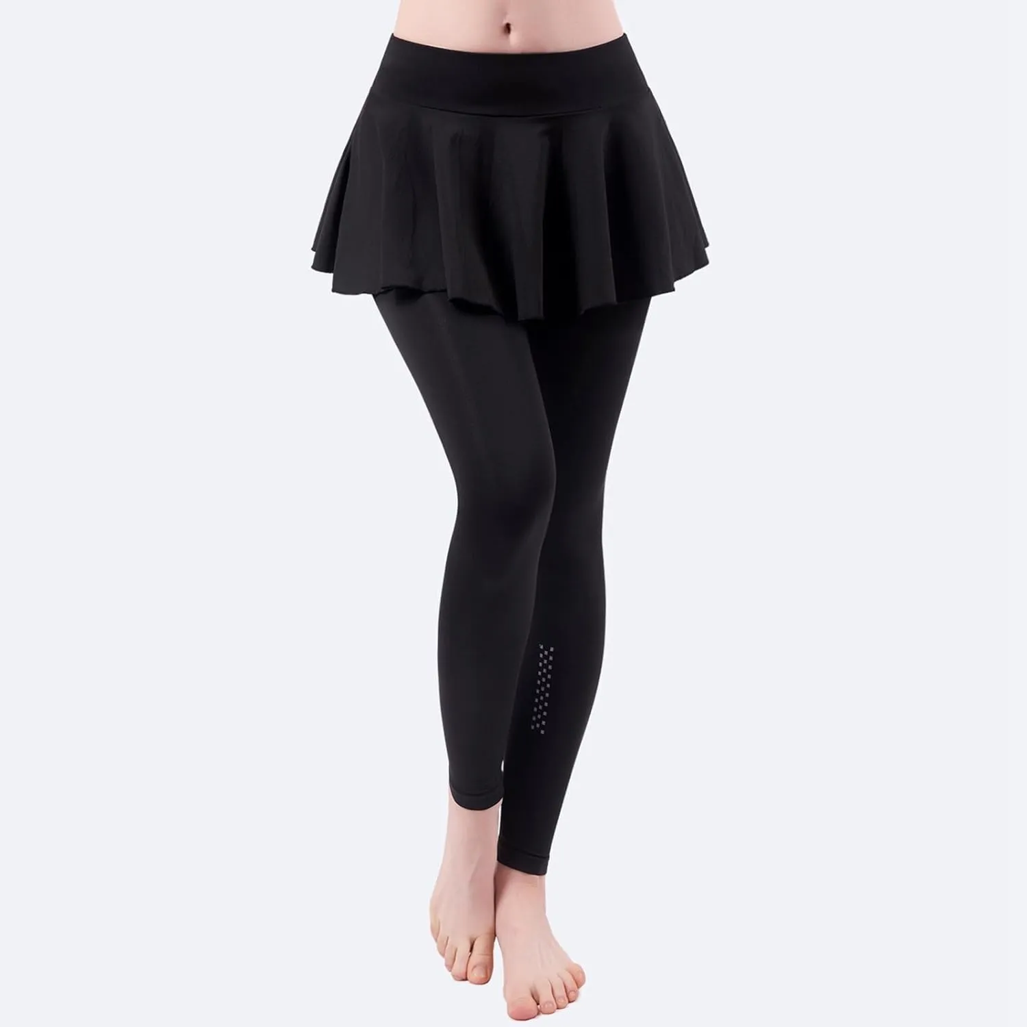 2 in 1 Womens Leggings with Skirt High Waisted Tennis Athletic Flowy Skirted Legging Active Sport Golf Tennis Skirt