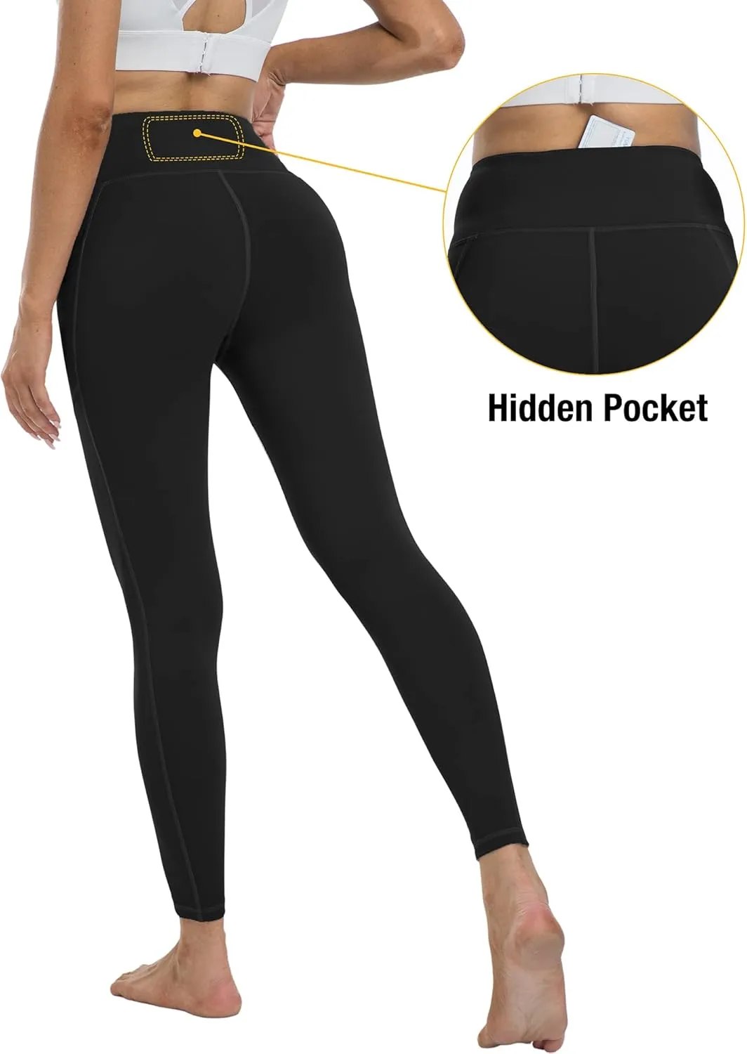 4 Pack Leggings with Pockets for Women,High Waist Tummy Control Workout Yoga Pants