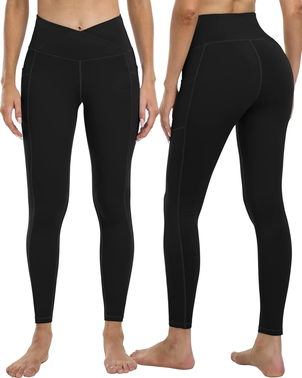 4 Pack Leggings with Pockets for Women,High Waist Tummy Control Workout Yoga Pants
