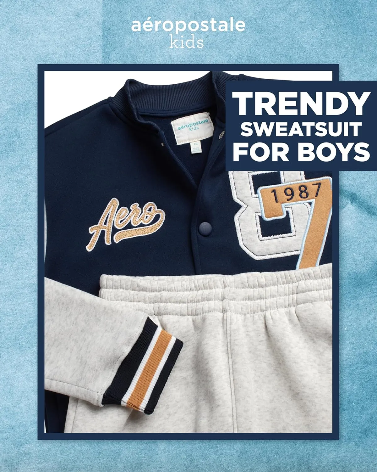 AEROPOSTALE Boys' Jogger Pants Set - 2 Piece Fleece Bomber Jacket and Jogger Pants - Activewear Jogset for Boys (8-12)