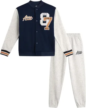 AEROPOSTALE Boys' Jogger Pants Set - 2 Piece Fleece Bomber Jacket and Jogger Pants - Activewear Jogset for Boys (8-12)