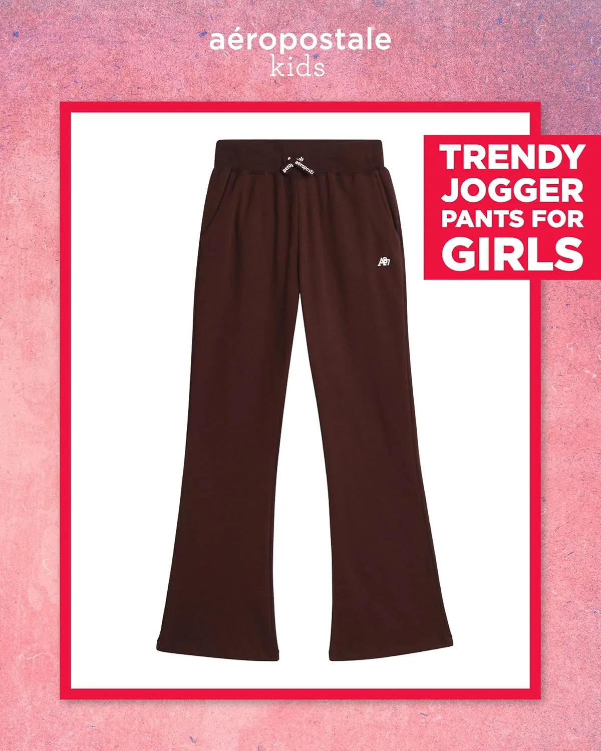 AEROPOSTALE Girls' Sweatpants - Fleece Wide Leg Performance Jogger Pants for Girls - Kids' Lightweight Joggers (7-16)