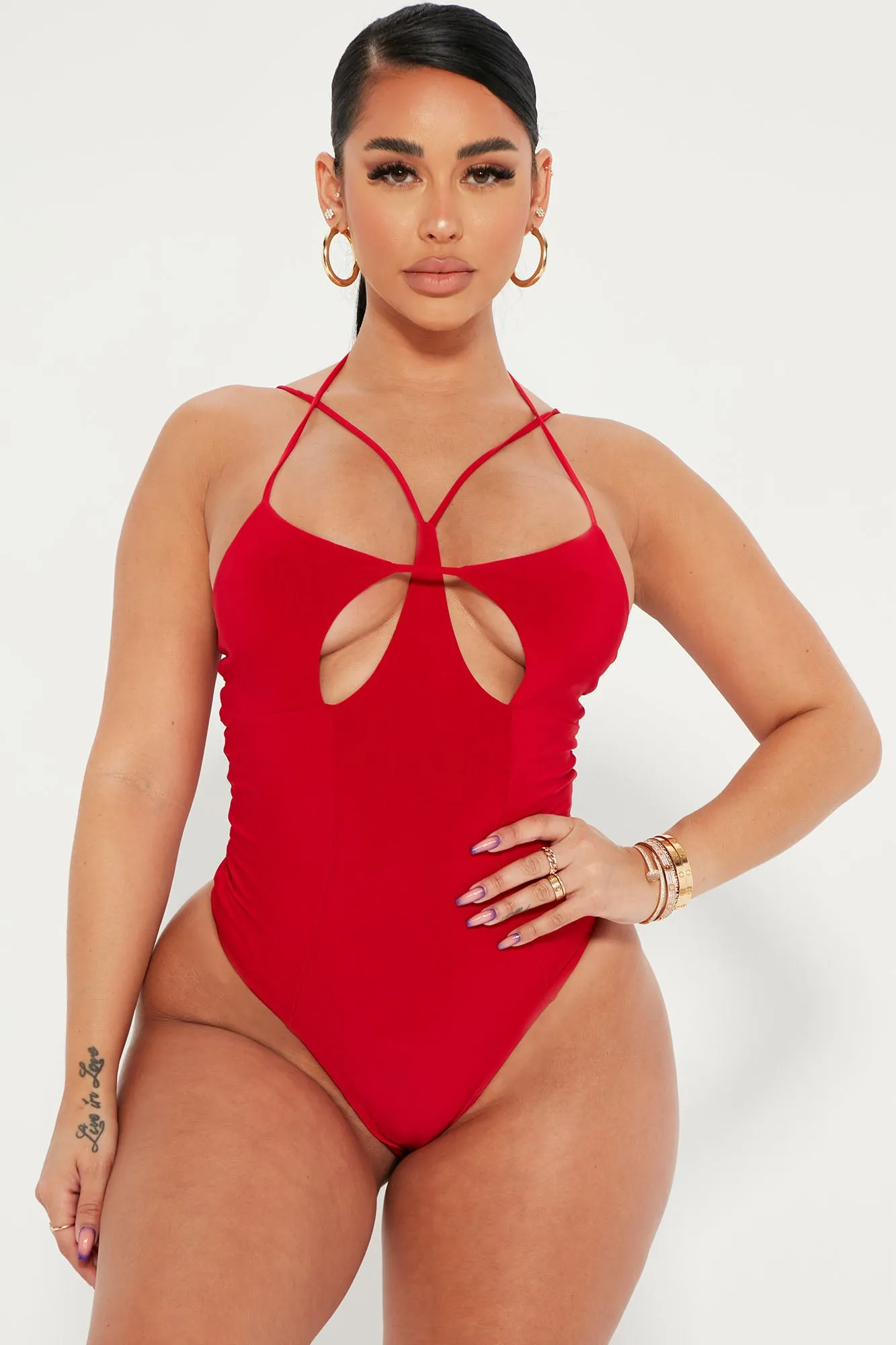 Anessa Strappy Bodysuit - Red