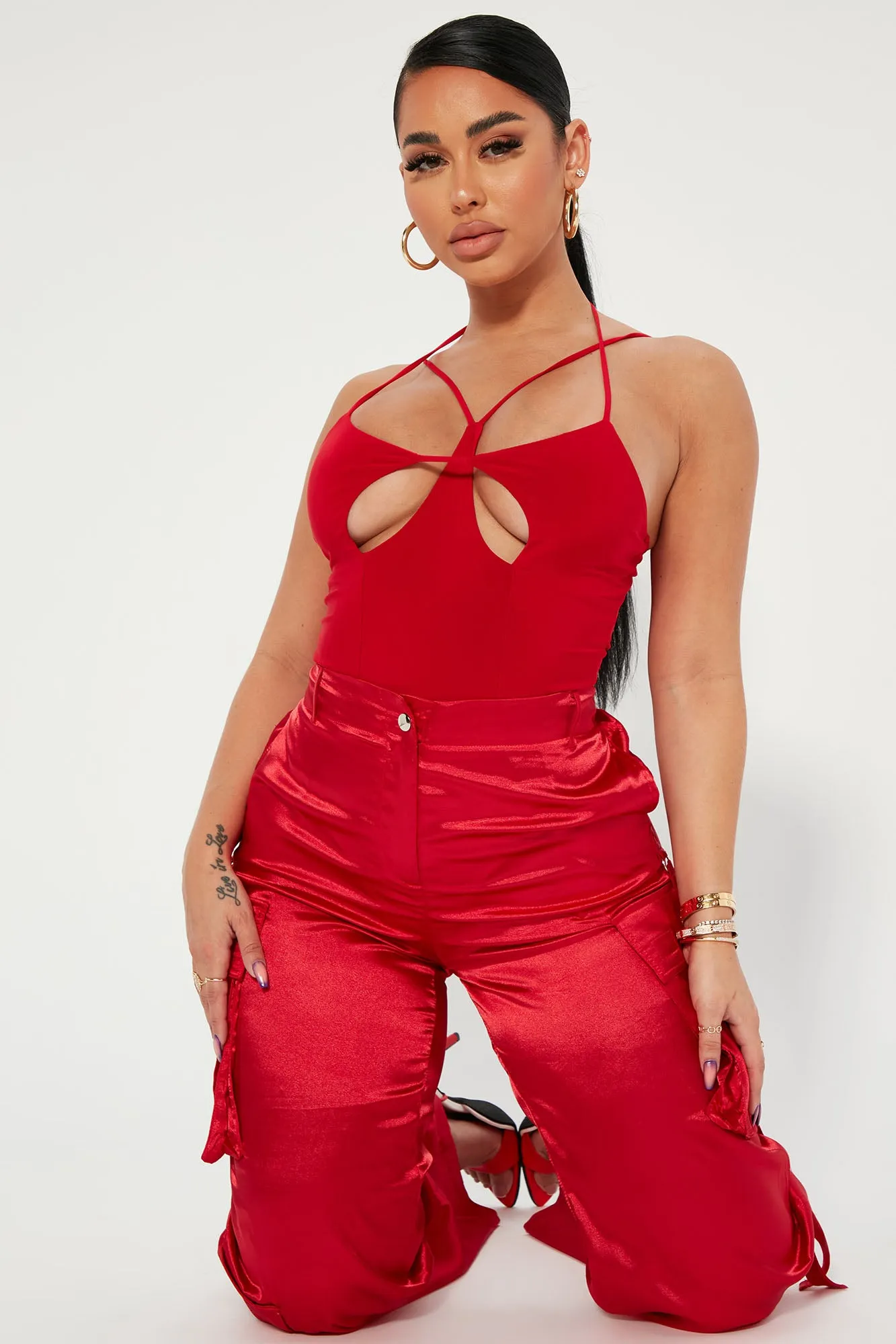 Anessa Strappy Bodysuit - Red