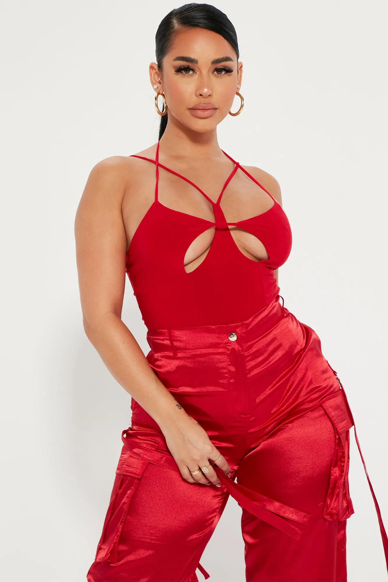 Anessa Strappy Bodysuit - Red