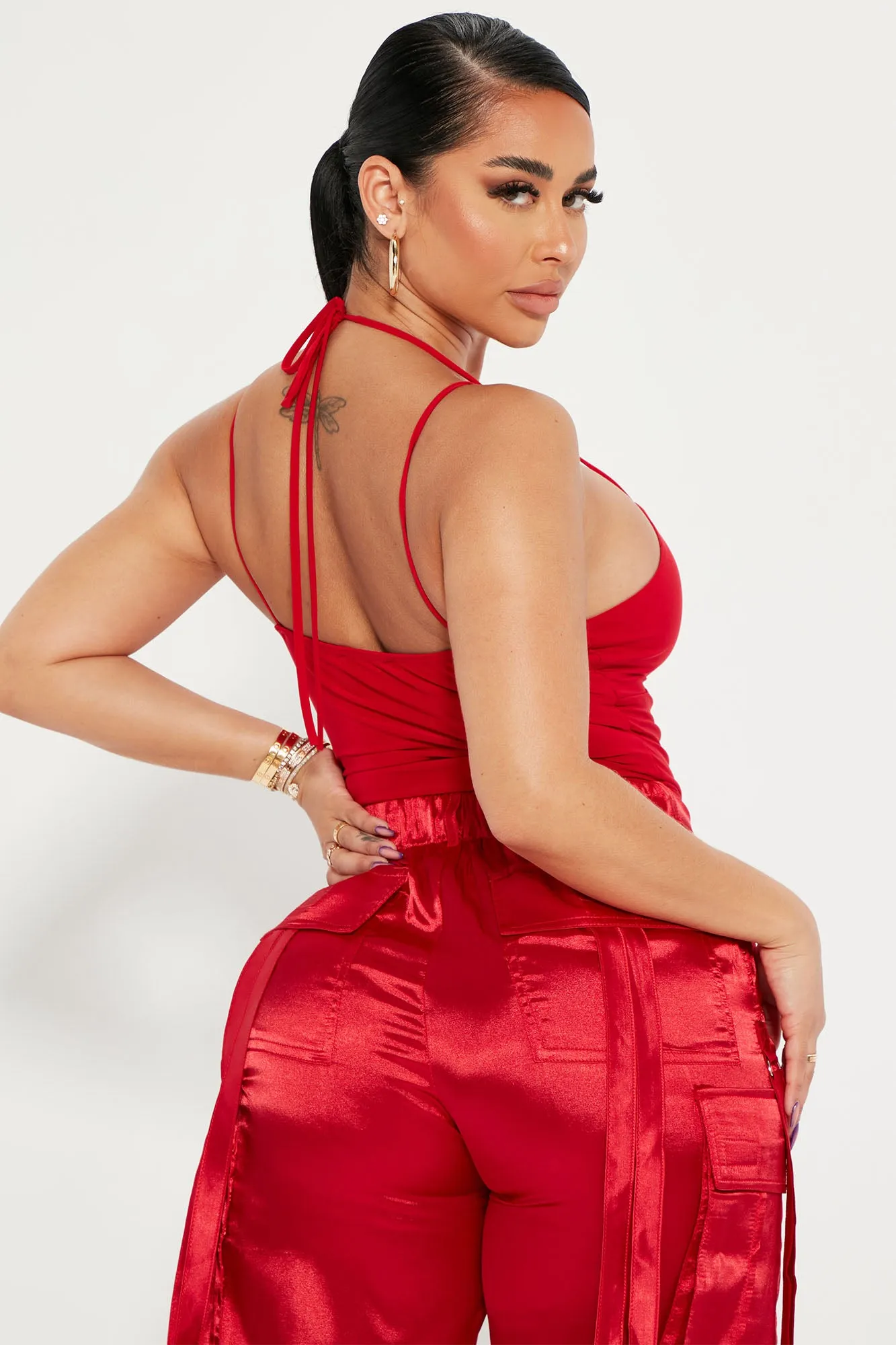 Anessa Strappy Bodysuit - Red