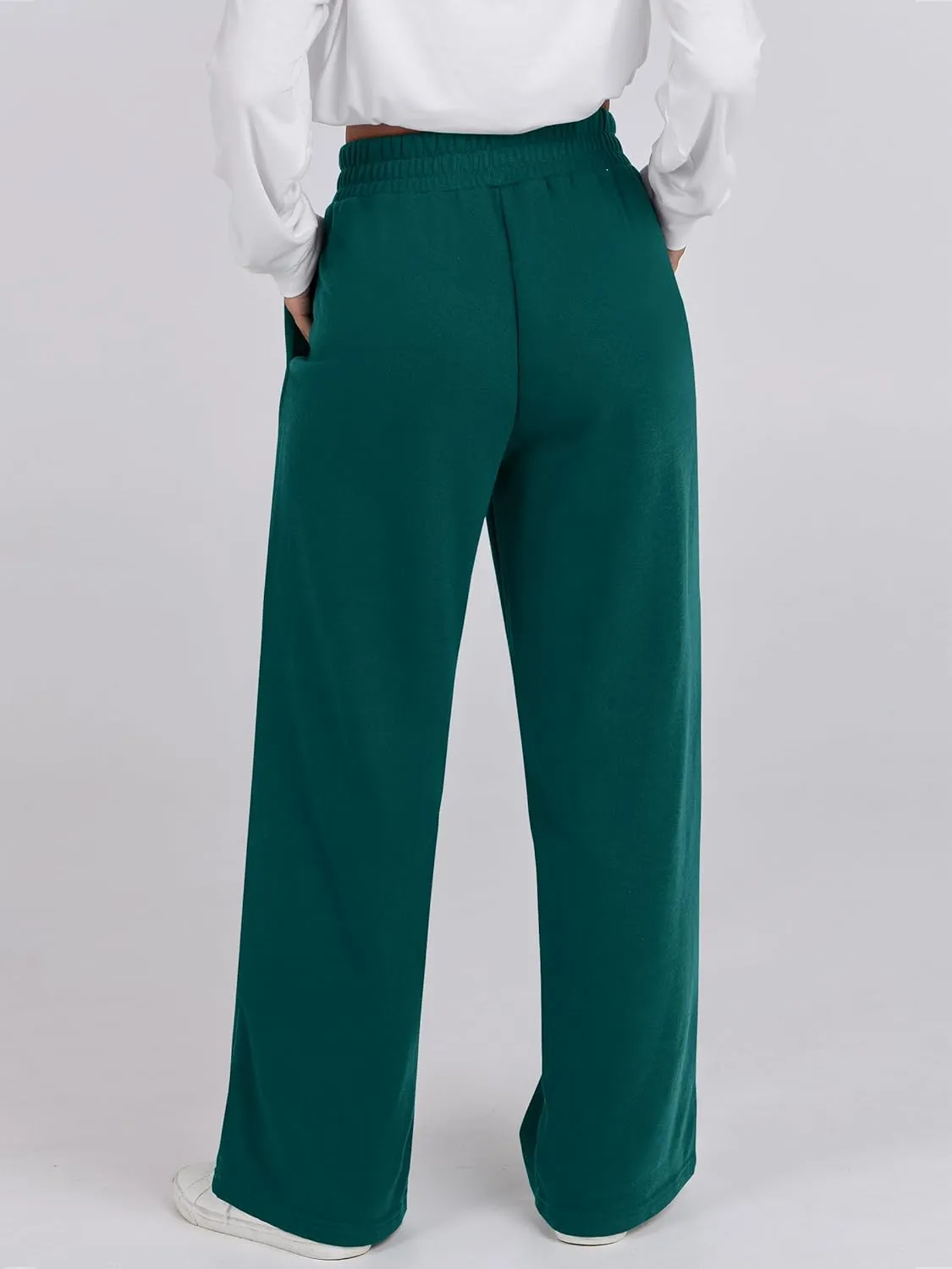 ANRABESS Women Asymmetric High Waist Wide Straight Leg Sweatpants with Pockets 2024 Fall Trendy Sweat Jogger Pants