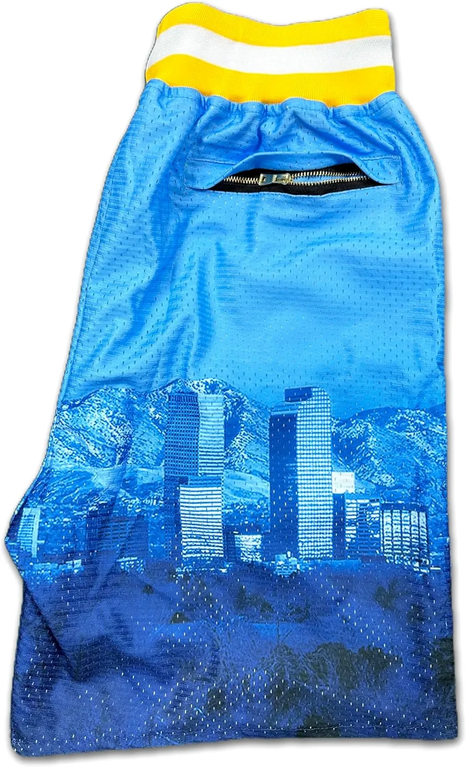 Basketball Shorts City Skyline Night View Zipper Pockets Quick Drying Trunks Fashion Hip-hop Gift for Men Gym Running