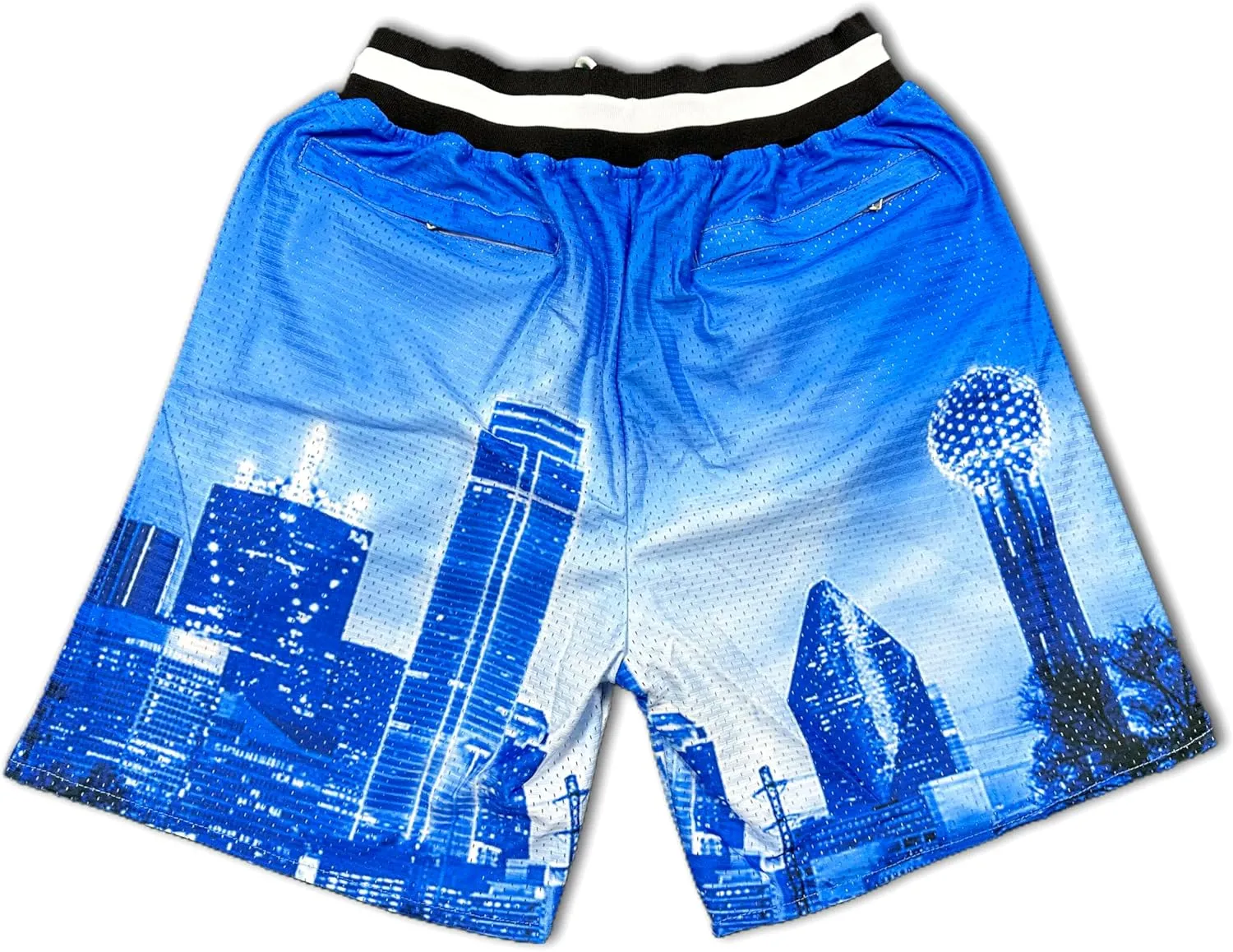 Basketball Shorts City Skyline Night View Zipper Pockets Quick Drying Trunks Fashion Hip-hop Gift for Men Gym Running