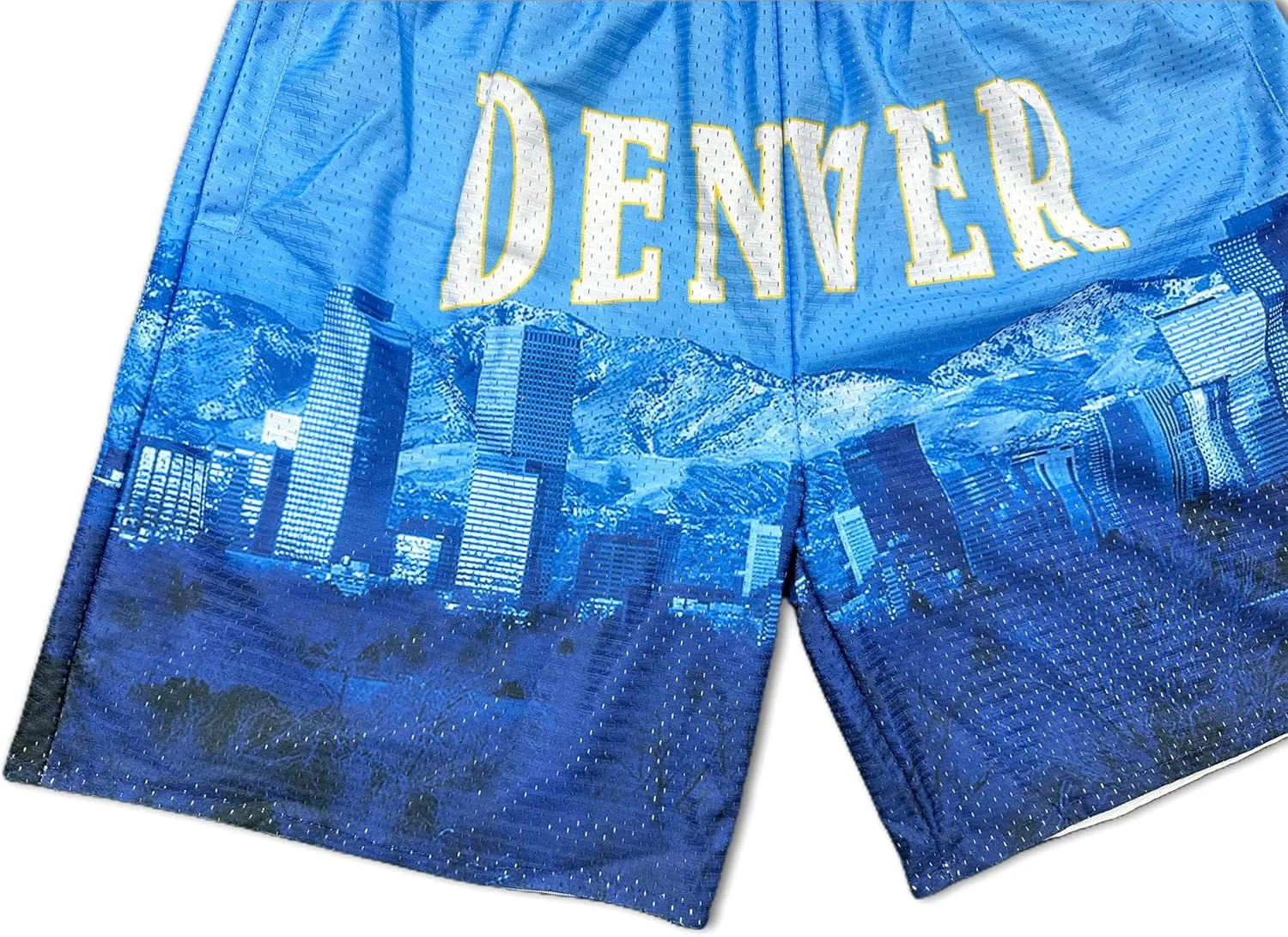 Basketball Shorts City Skyline Night View Zipper Pockets Quick Drying Trunks Fashion Hip-hop Gift for Men Gym Running