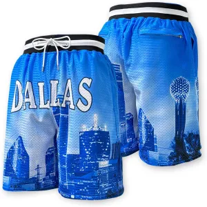 Basketball Shorts City Skyline Night View Zipper Pockets Quick Drying Trunks Fashion Hip-hop Gift for Men Gym Running