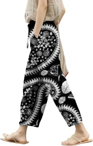 Beach Vacation and Summer Casual Drawstring Pants 2025 Beach Travel Vacation Outfits Leggings for Women Black
