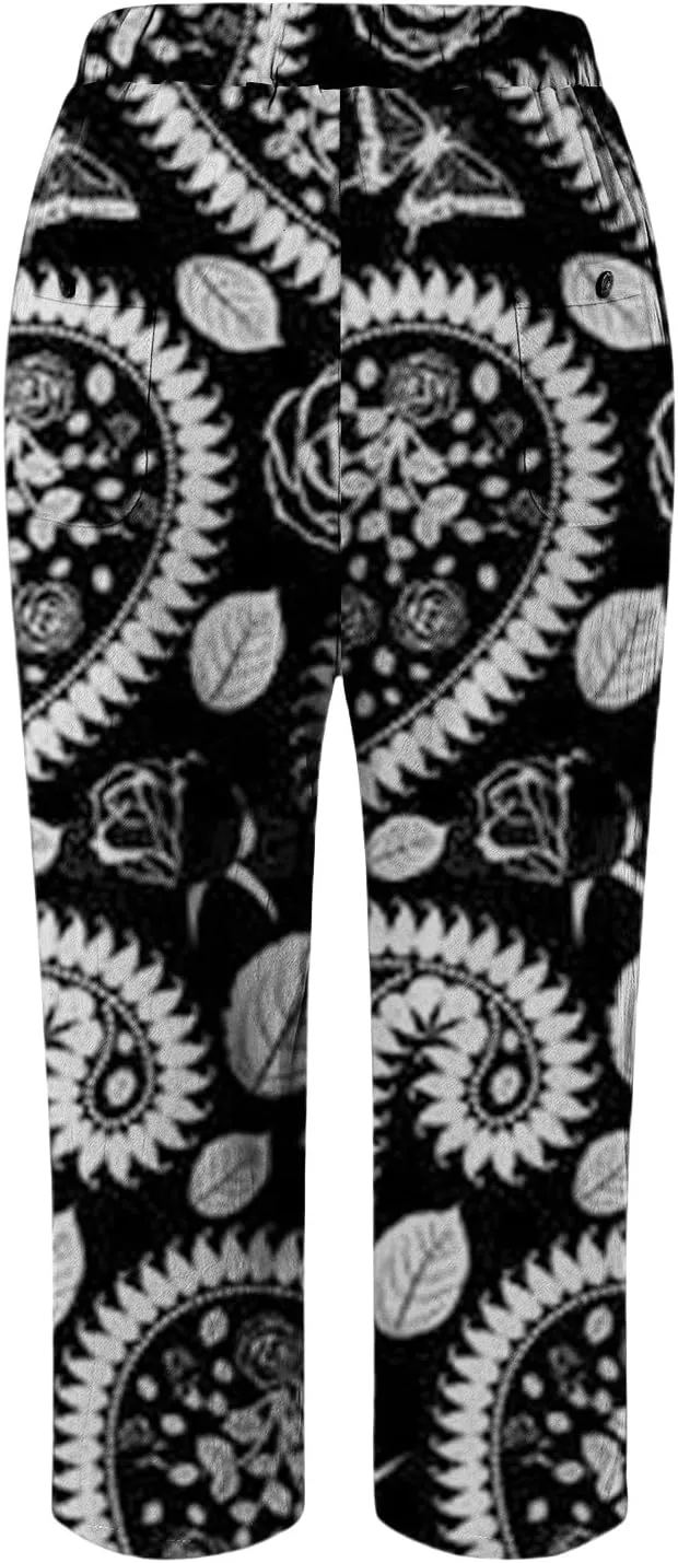 Beach Vacation and Summer Casual Drawstring Pants 2025 Beach Travel Vacation Outfits Leggings for Women Black