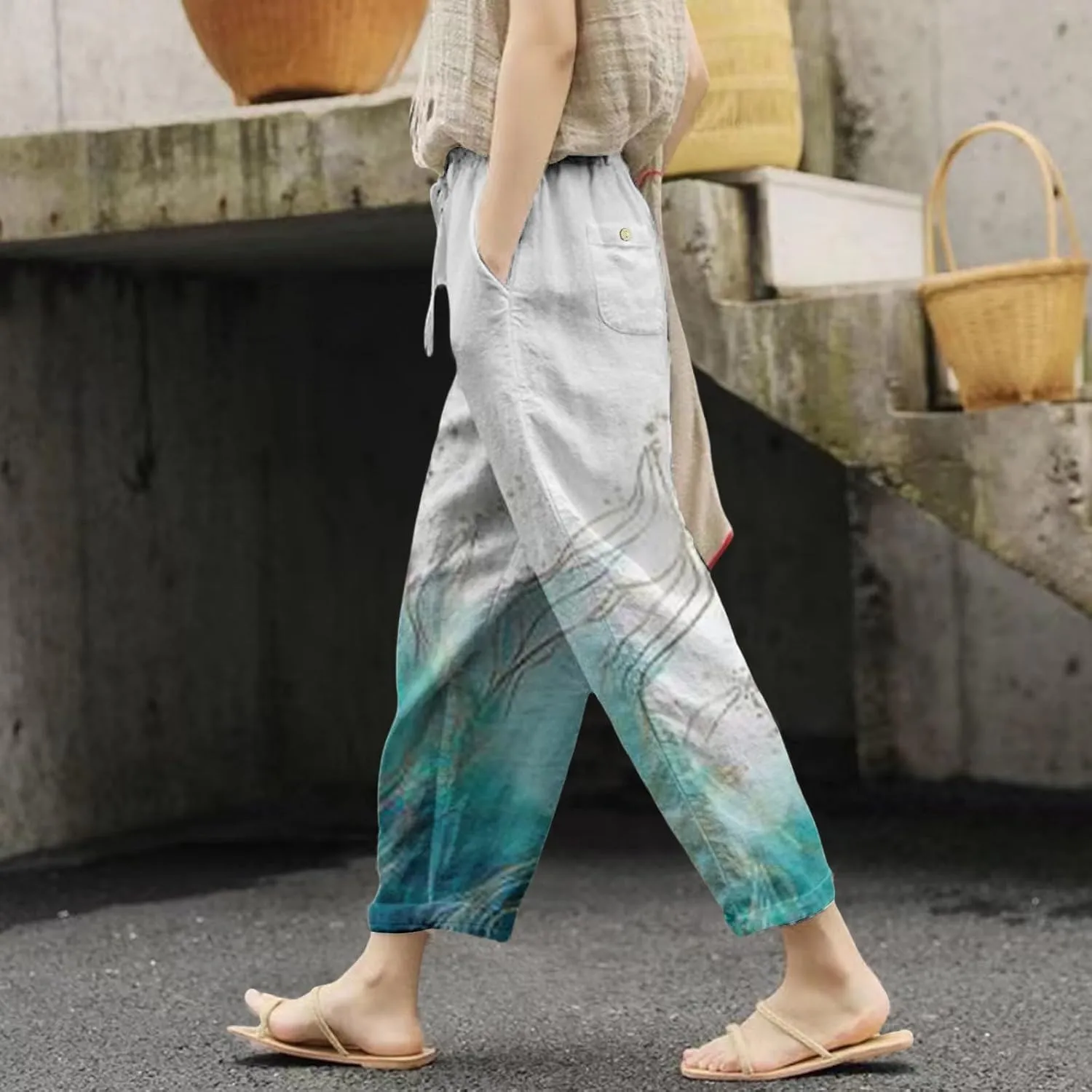 Beach Vacation and Summer Casual Drawstring Pants 2025 Beach Travel Vacation Outfits Leggings for Women Black