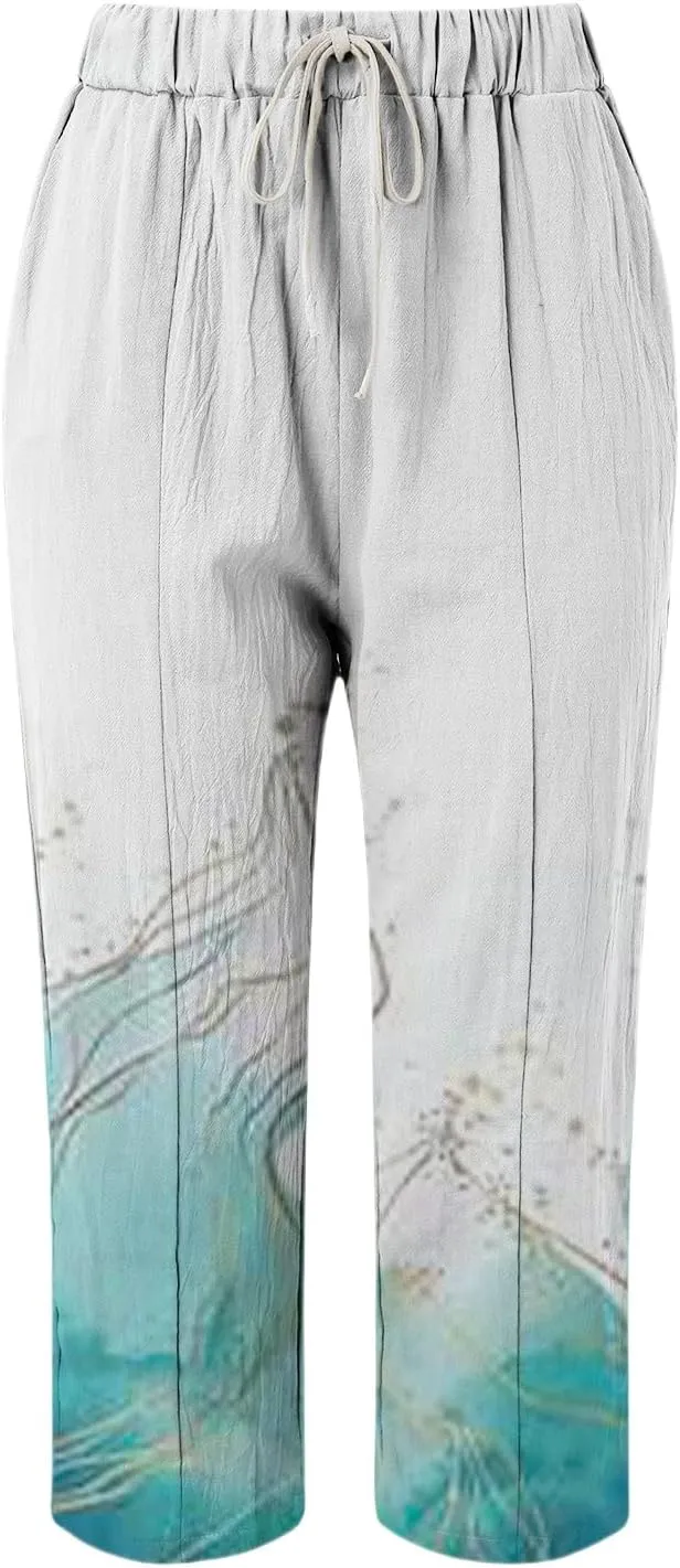 Beach Vacation and Summer Casual Drawstring Pants 2025 Beach Travel Vacation Outfits Leggings for Women Black