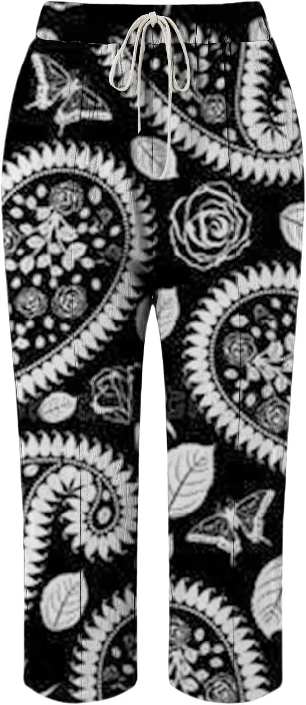 Beach Vacation and Summer Casual Drawstring Pants 2025 Beach Travel Vacation Outfits Leggings for Women Black