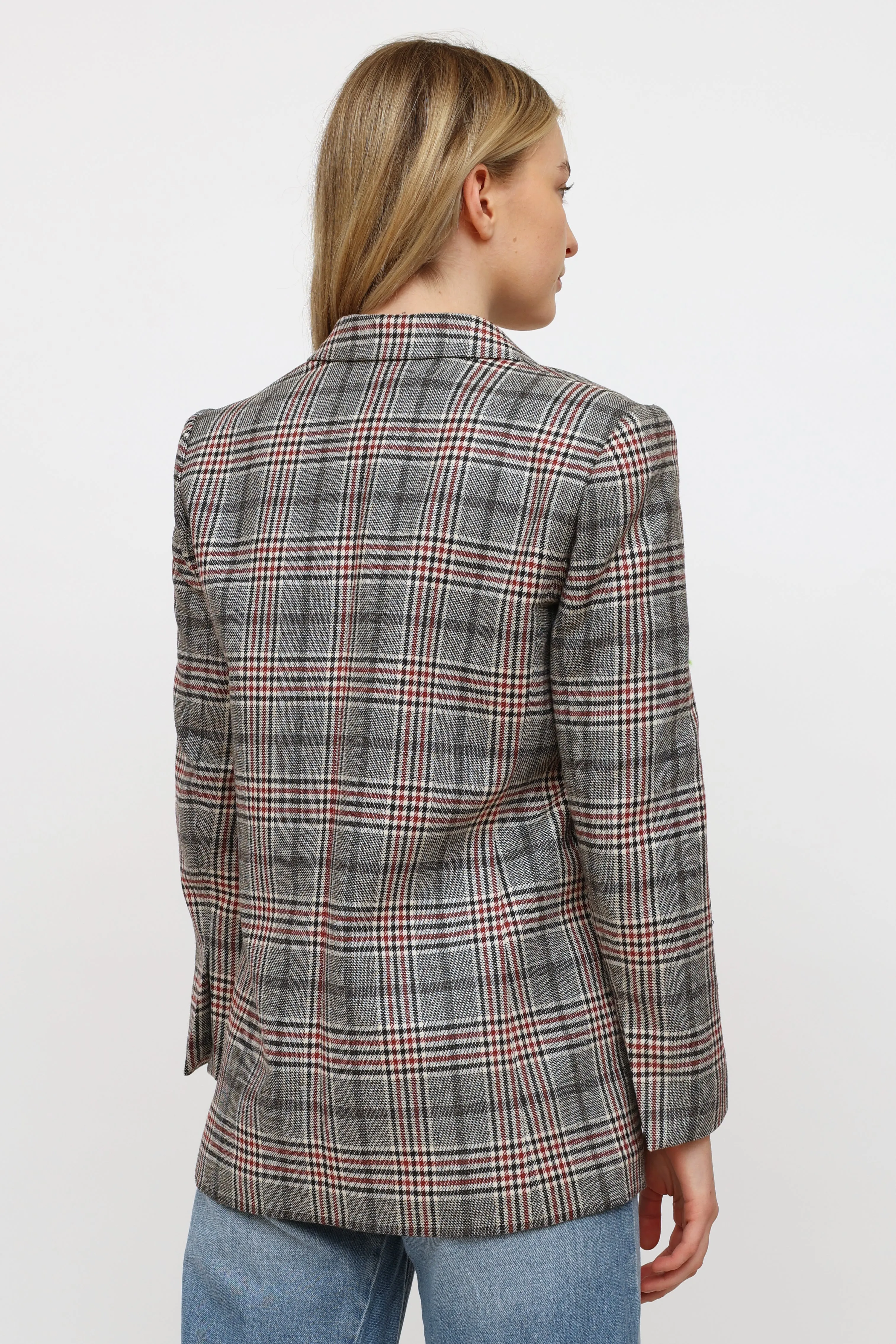 Black Red & Beige Plaid Blazer