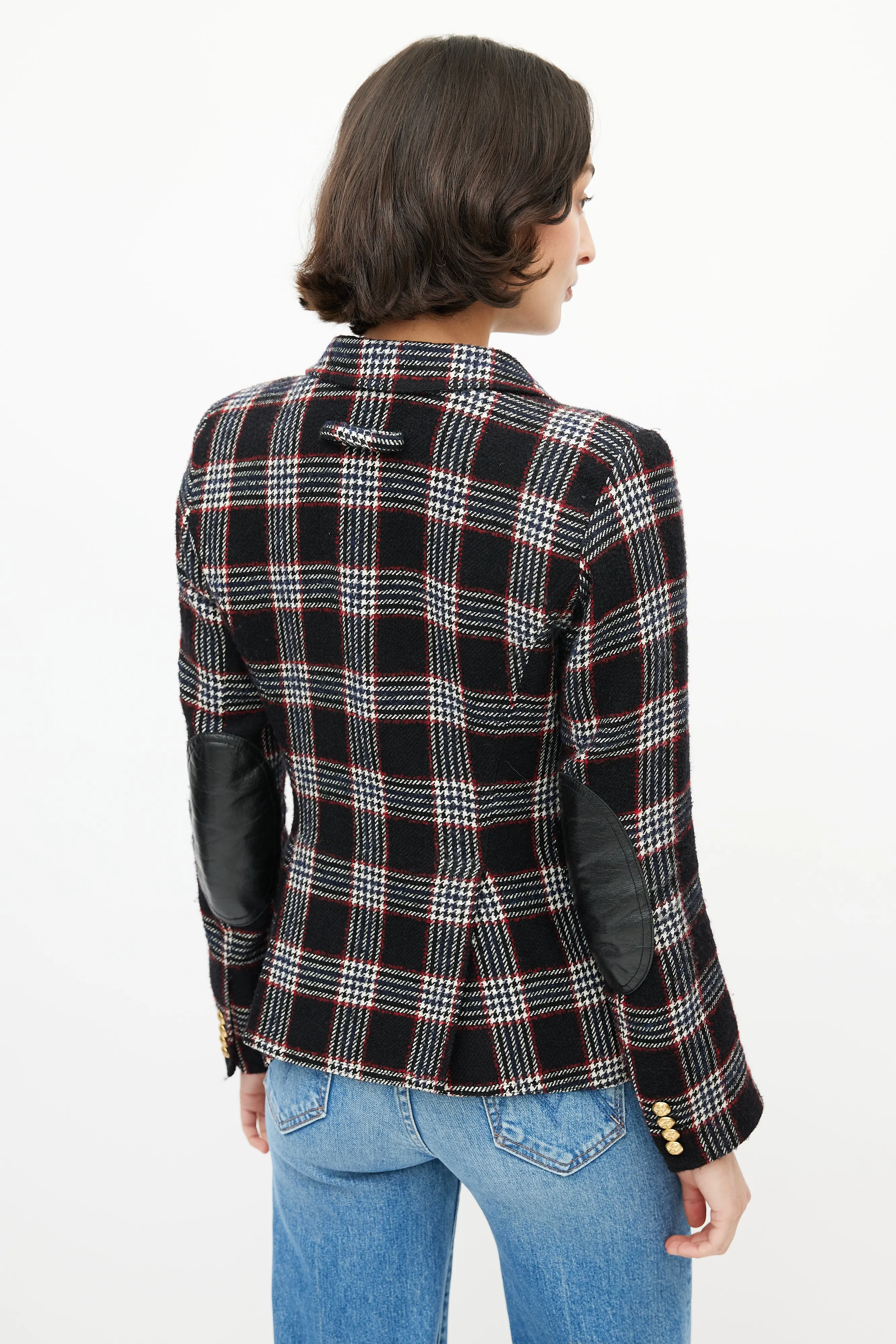 Blue & Red Wool Plaid Duchess Blazer