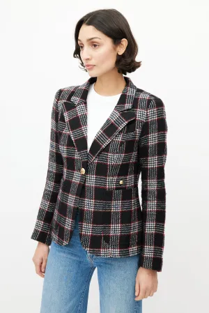 Blue & Red Wool Plaid Duchess Blazer