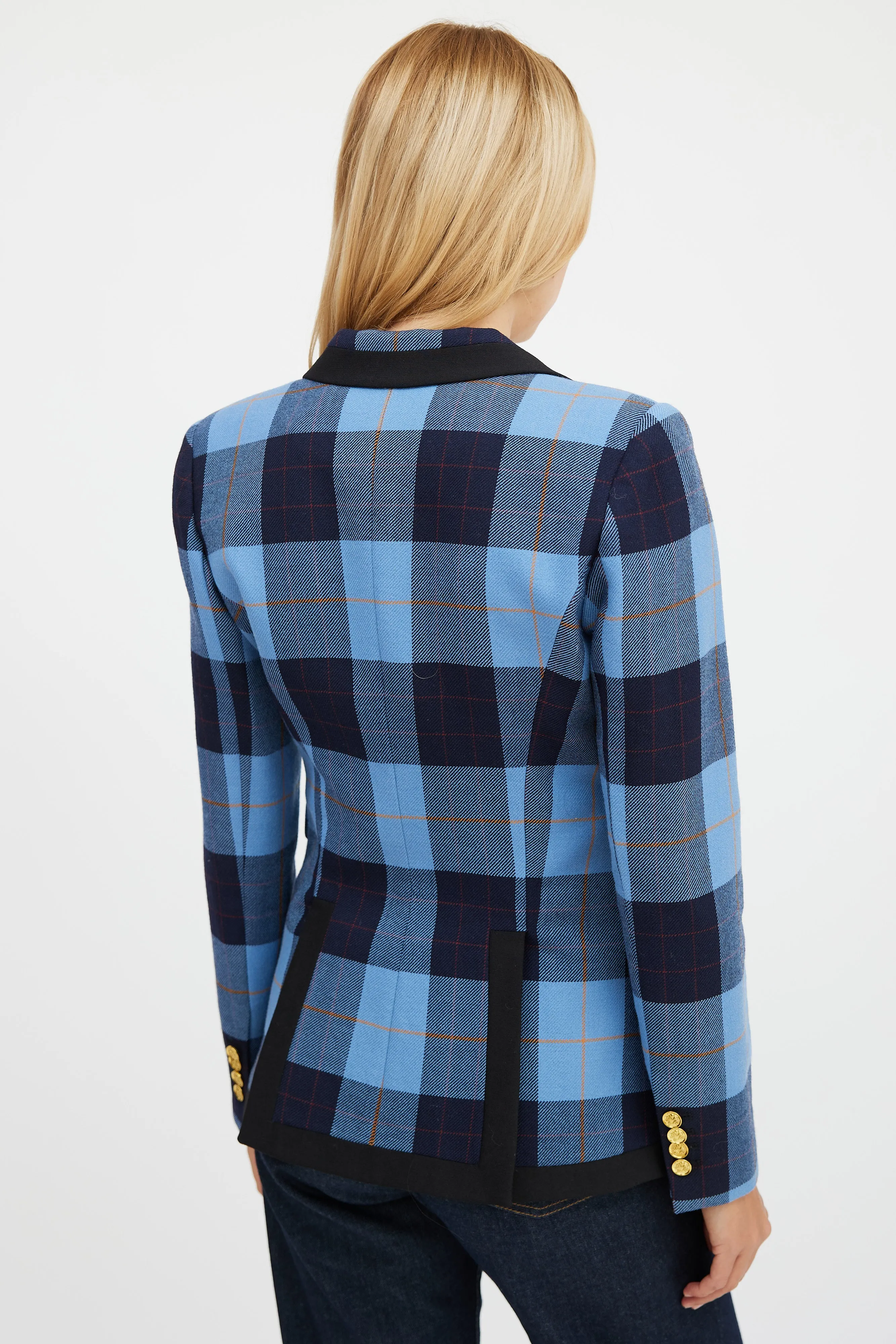Blue Wool Plaid Blazer