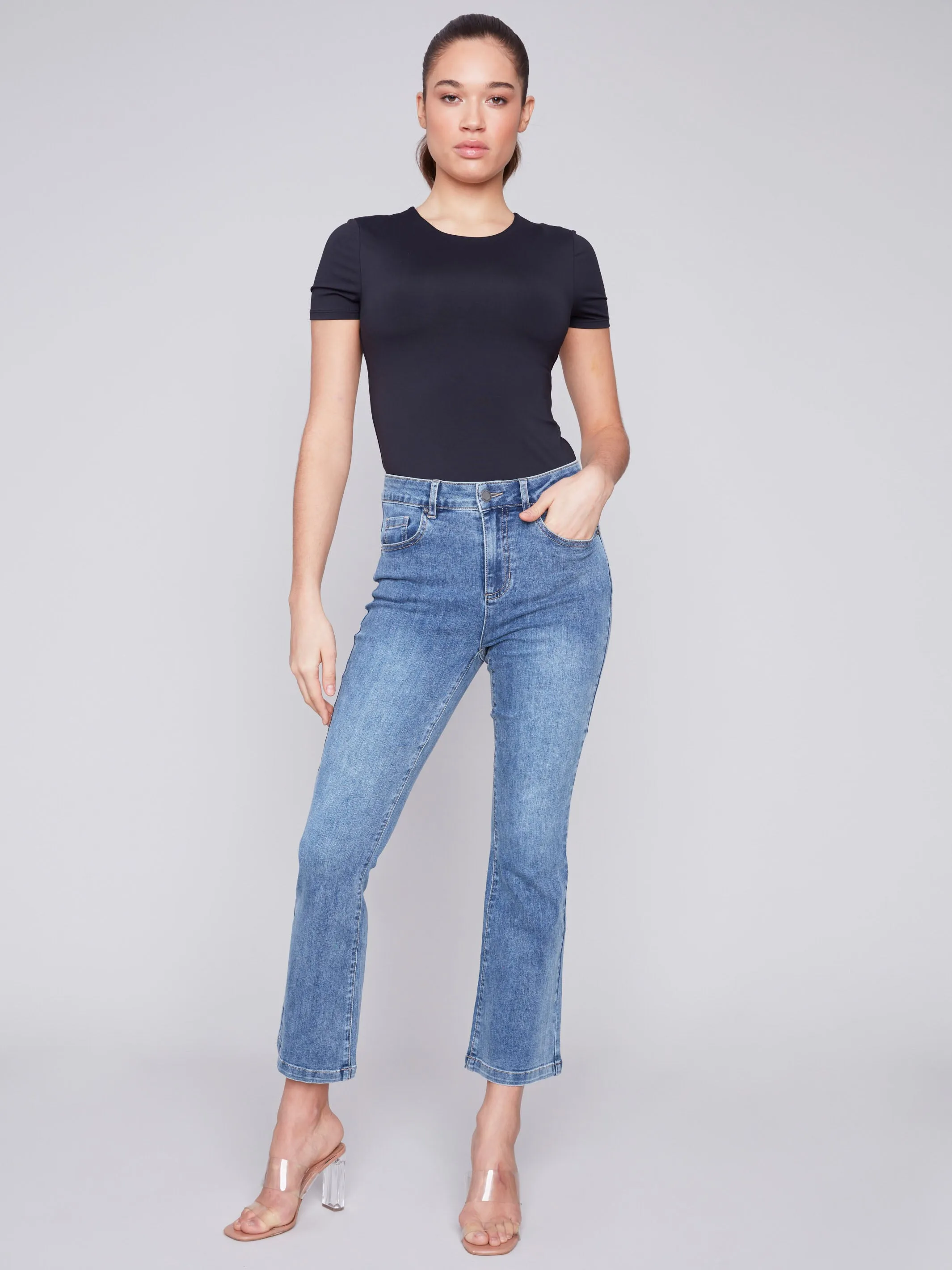 Bootcut Stretch Denim Pants - Medium Blue