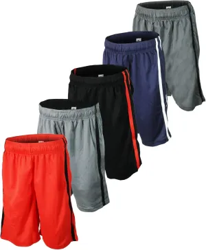 BROOKLYN VERTICAL Boys 5-Pack Athletic Mesh Basketball Shorts with Pockets| Sizes 2T to 18/20