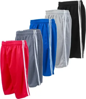 BROOKLYN VERTICAL Boys 5-Pack Athletic Mesh Basketball Shorts with Pockets| Sizes 2T to 18/20