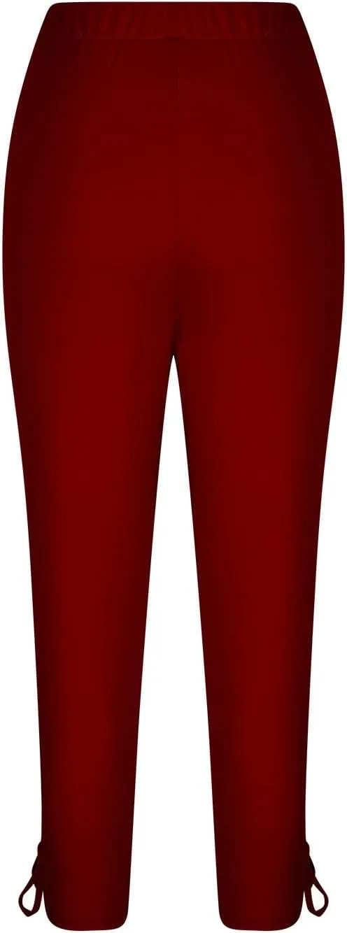 Capri Leggings for Women Tummy Control Knee Length Capri Shorts Dressy 2024 Summer Cropped Pants Casual Comfy Solid Capris