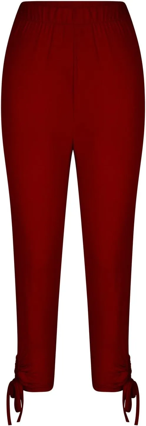 Capri Leggings for Women Tummy Control Knee Length Capri Shorts Dressy 2024 Summer Cropped Pants Casual Comfy Solid Capris