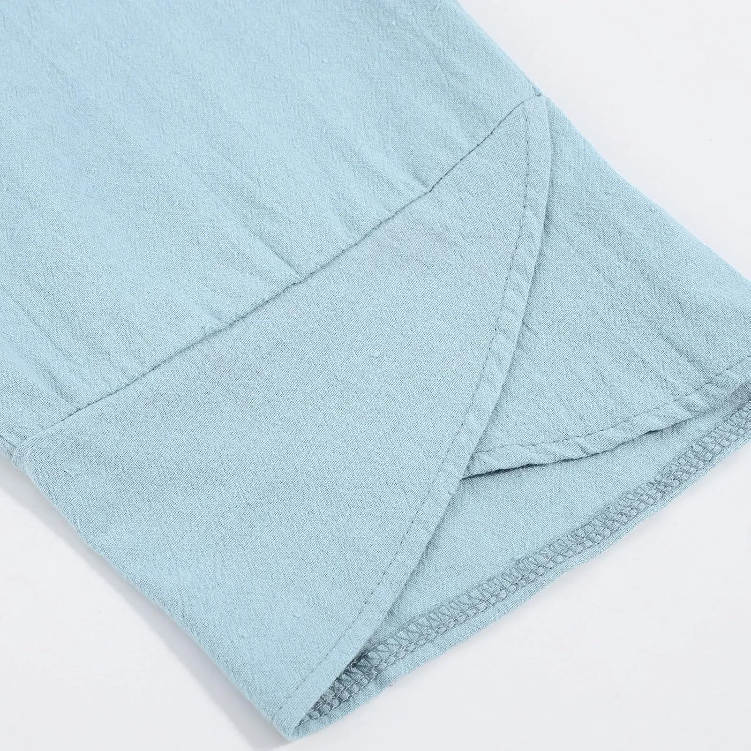 Capri Linen Pants for Women Summer Casual Wide Leg Pants Loose Fit Palazzo Pants Elastic Waist Cropped Trousers