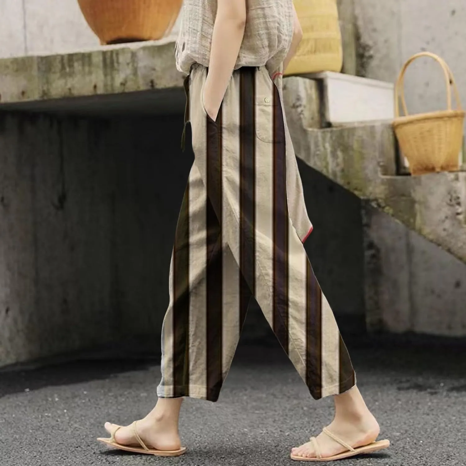 Capri Pants for Women Casual Drawstring Pants Beach Clothes Resort Wear for Women 2025 Yoga