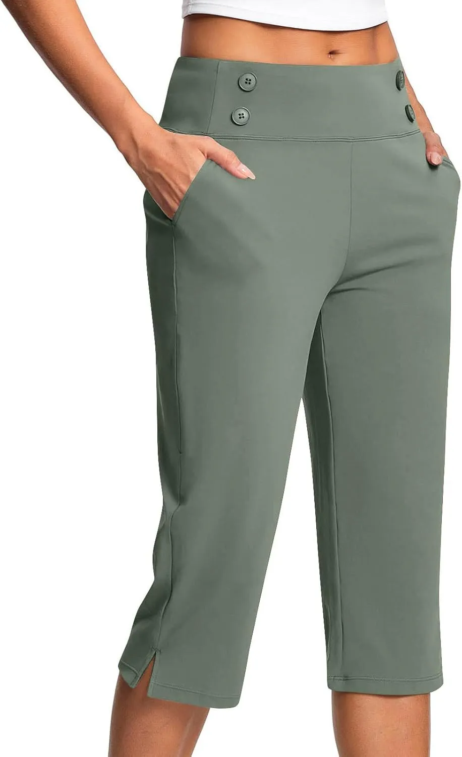 Capri Pants for Women Stretch High Waisted Crop Office Work Pants Summer Casual Capris Slacks Yoga Dress Pant