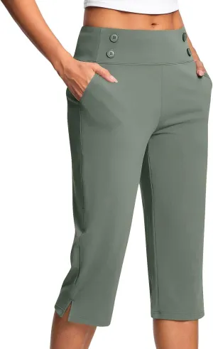 Capri Pants for Women Stretch High Waisted Crop Office Work Pants Summer Casual Capris Slacks Yoga Dress Pant
