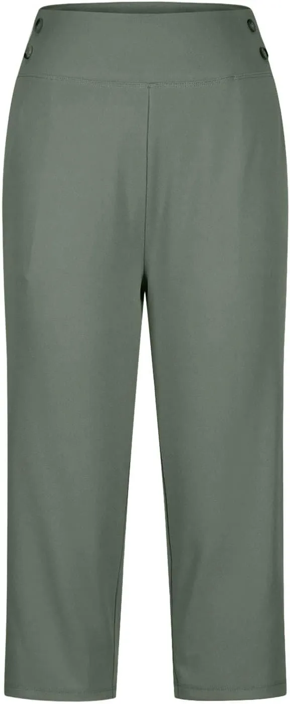 Capri Pants for Women Stretch High Waisted Crop Office Work Pants Summer Casual Capris Slacks Yoga Dress Pant