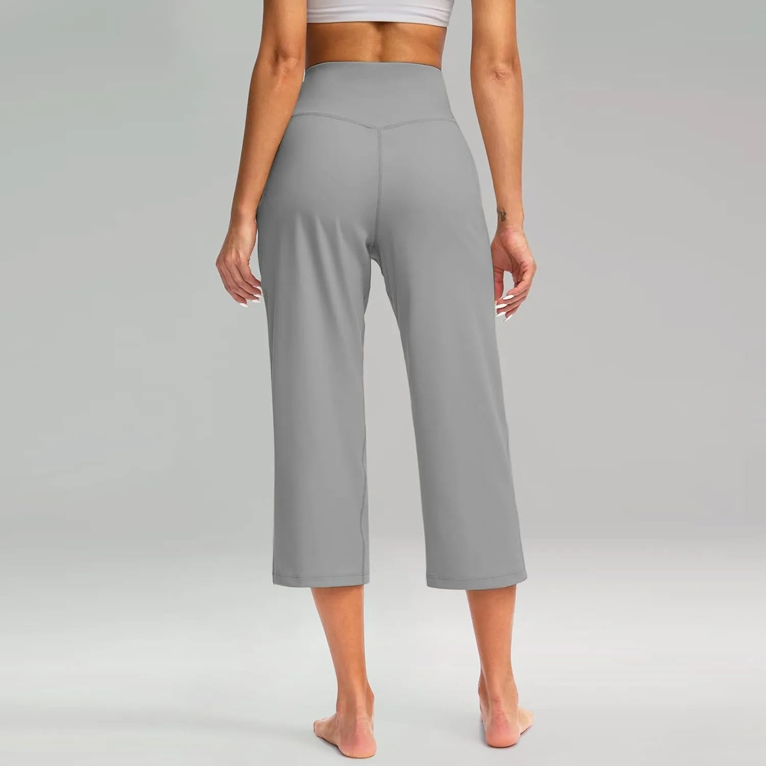 Capris for Women High Waisted Tummy Control Athletic Capri Leggings Cropped Dress Wide Leg Yoga Pants with Pockets