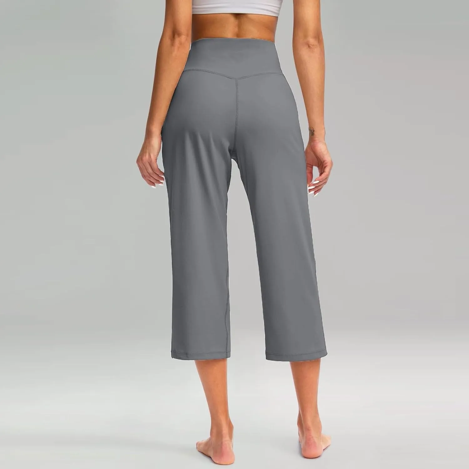 Capris for Women High Waisted Tummy Control Athletic Capri Leggings Cropped Dress Wide Leg Yoga Pants with Pockets