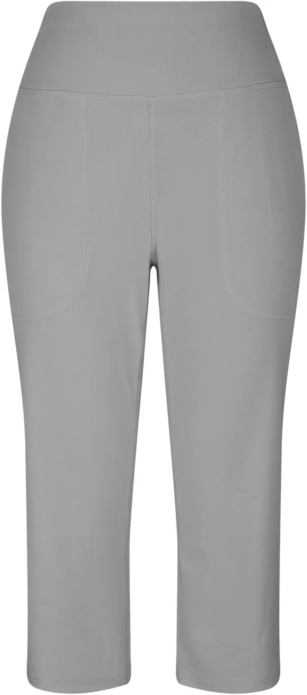 Capris for Women High Waisted Tummy Control Athletic Capri Leggings Cropped Dress Wide Leg Yoga Pants with Pockets