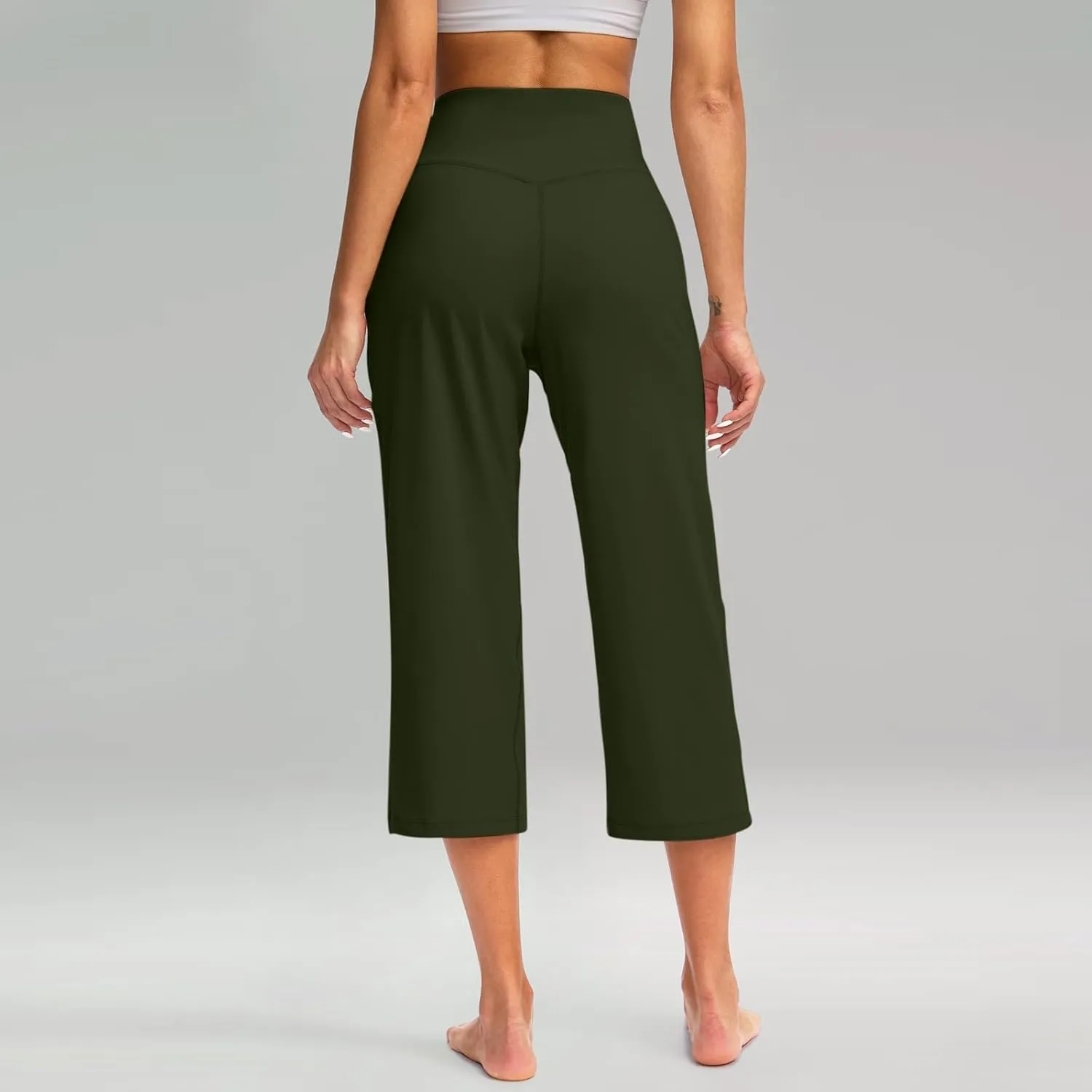 Capris for Women High Waisted Tummy Control Athletic Capri Leggings Cropped Dress Wide Leg Yoga Pants with Pockets