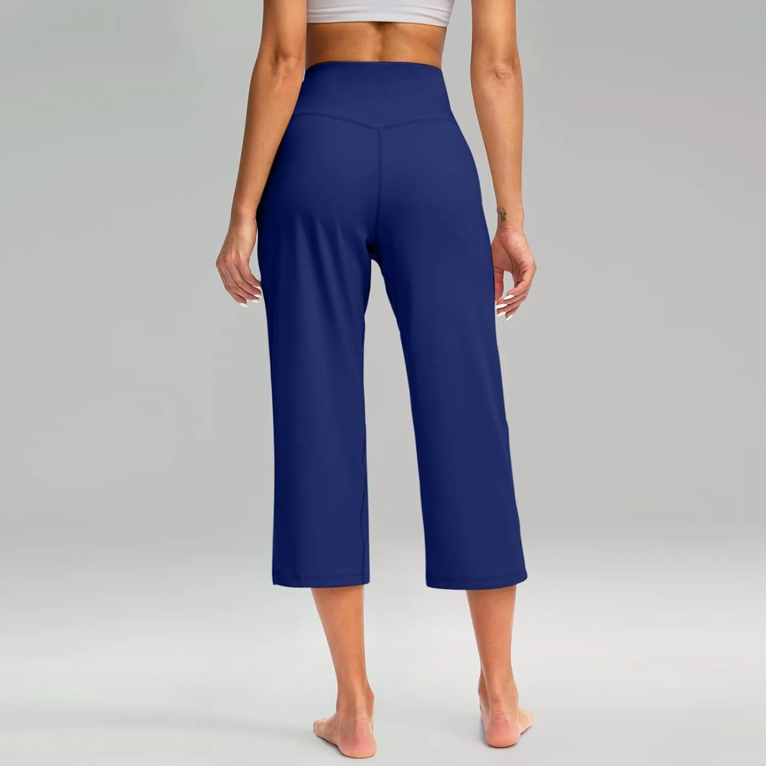 Capris for Women High Waisted Tummy Control Athletic Capri Leggings Cropped Dress Wide Leg Yoga Pants with Pockets