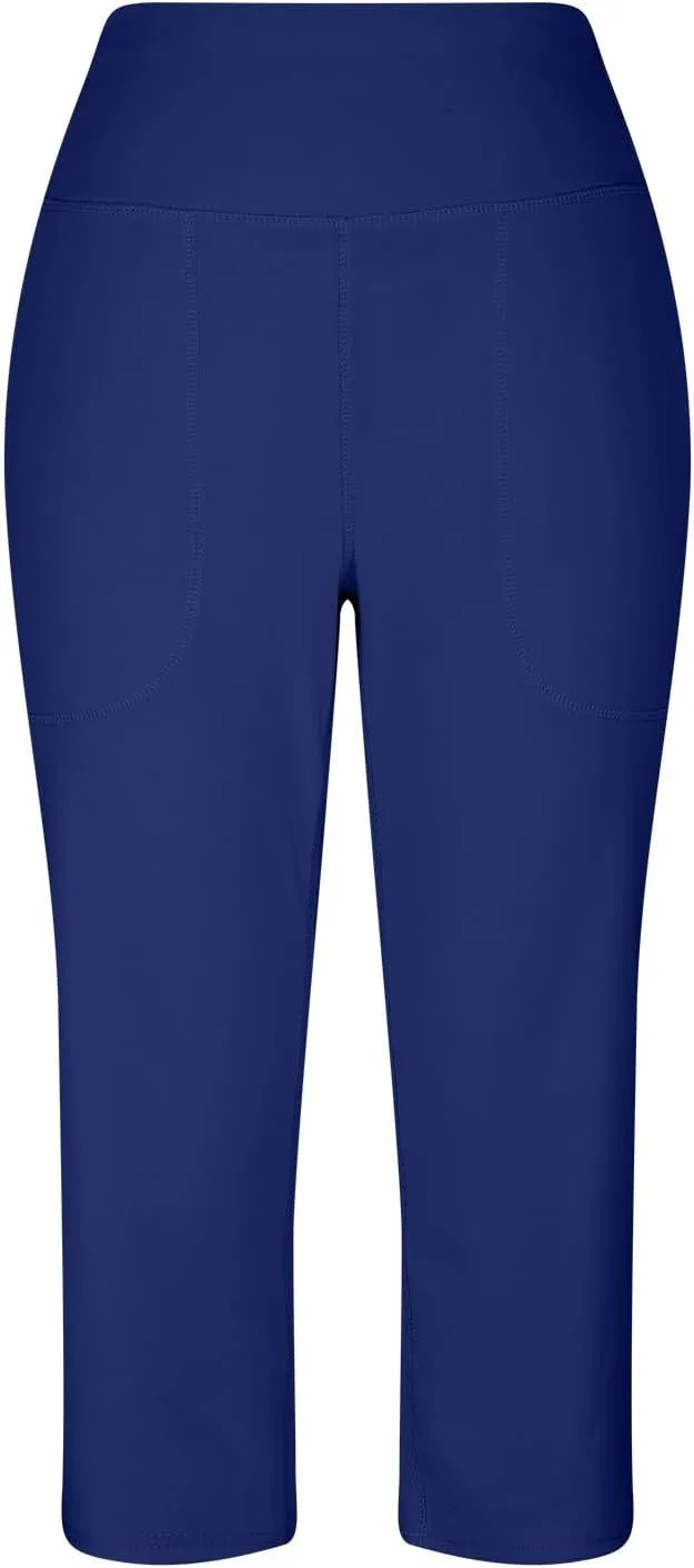 Capris for Women High Waisted Tummy Control Athletic Capri Leggings Cropped Dress Wide Leg Yoga Pants with Pockets
