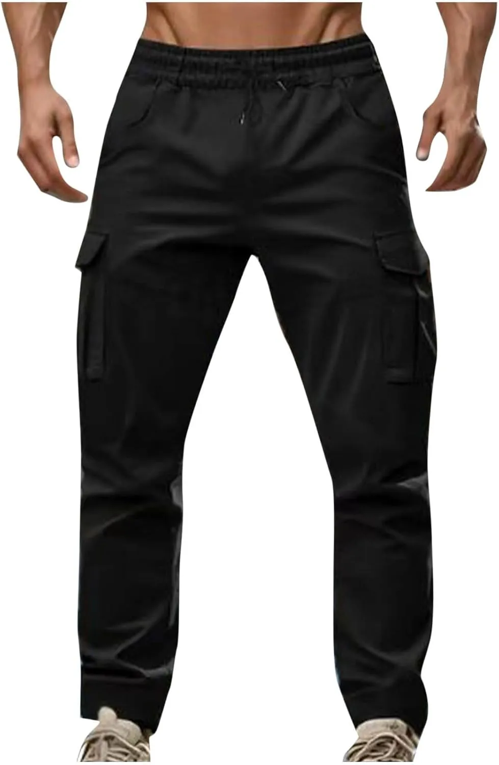 Cargo Pants for Men Casual Slim Fit Jogger Tapered Long Pant Summer Elastic Waist Drawstring Sport Workout Trousers