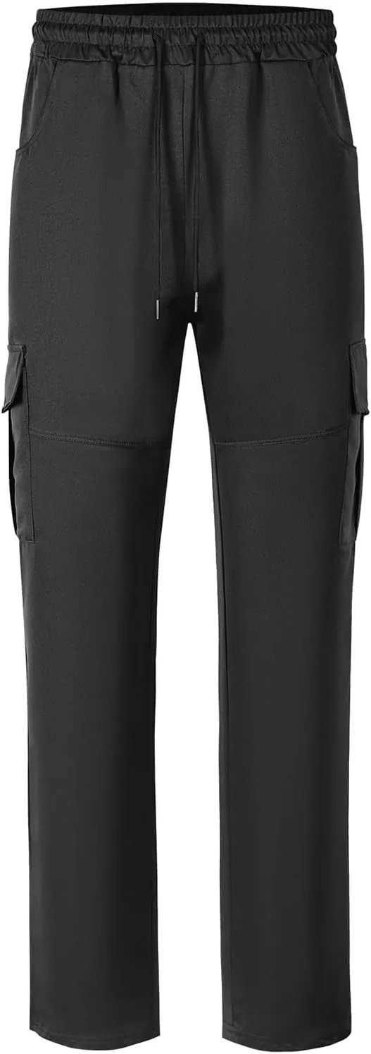 Cargo Pants for Men Casual Slim Fit Jogger Tapered Long Pant Summer Elastic Waist Drawstring Sport Workout Trousers