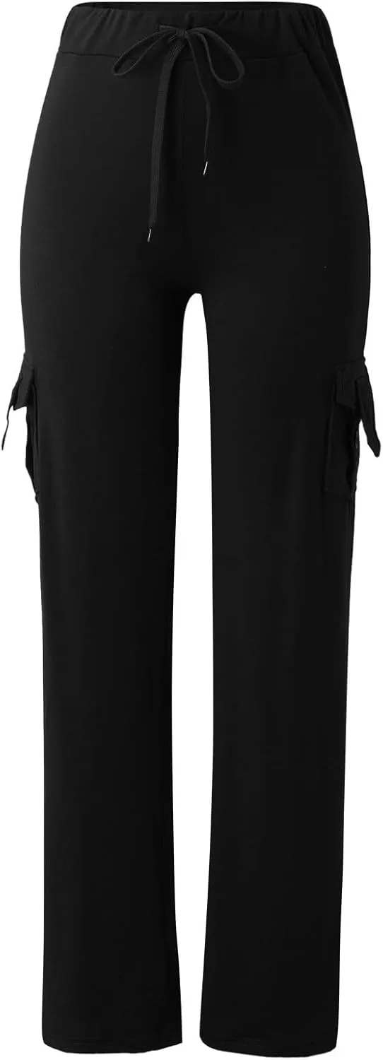 Cargo Pants for Women 2024 Plus Size Stretch High Waist Wide Leg Trouser Casual Comfy Yoga Workout with Pockets