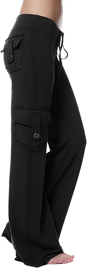 Cargo Pants for Women 2024 Plus Size Stretch High Waist Wide Leg Trouser Casual Comfy Yoga Workout with Pockets