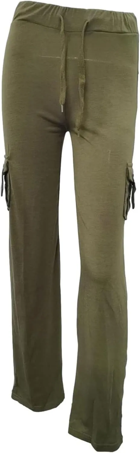 Cargo Yoga Pants for Women Plus Size High Waist Wide Leg Lounge Trousers Bootcut Flare Yoga Pant with Multi Pockets