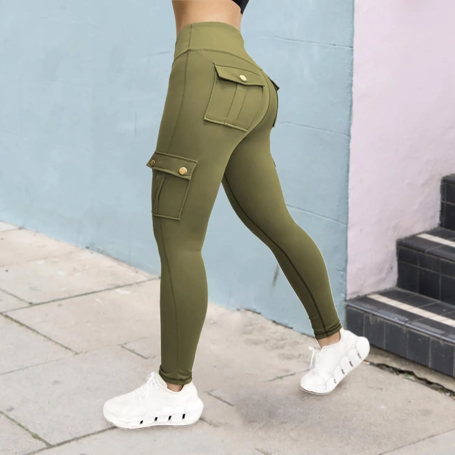 Cargo Yoga Pants Womens Workout Leggings 2024 Fashion Tights High Waist Trousers Sportswear Activewear Gym Outfit