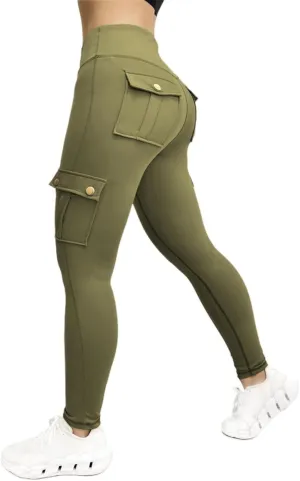 Cargo Yoga Pants Womens Workout Leggings 2024 Fashion Tights High Waist Trousers Sportswear Activewear Gym Outfit