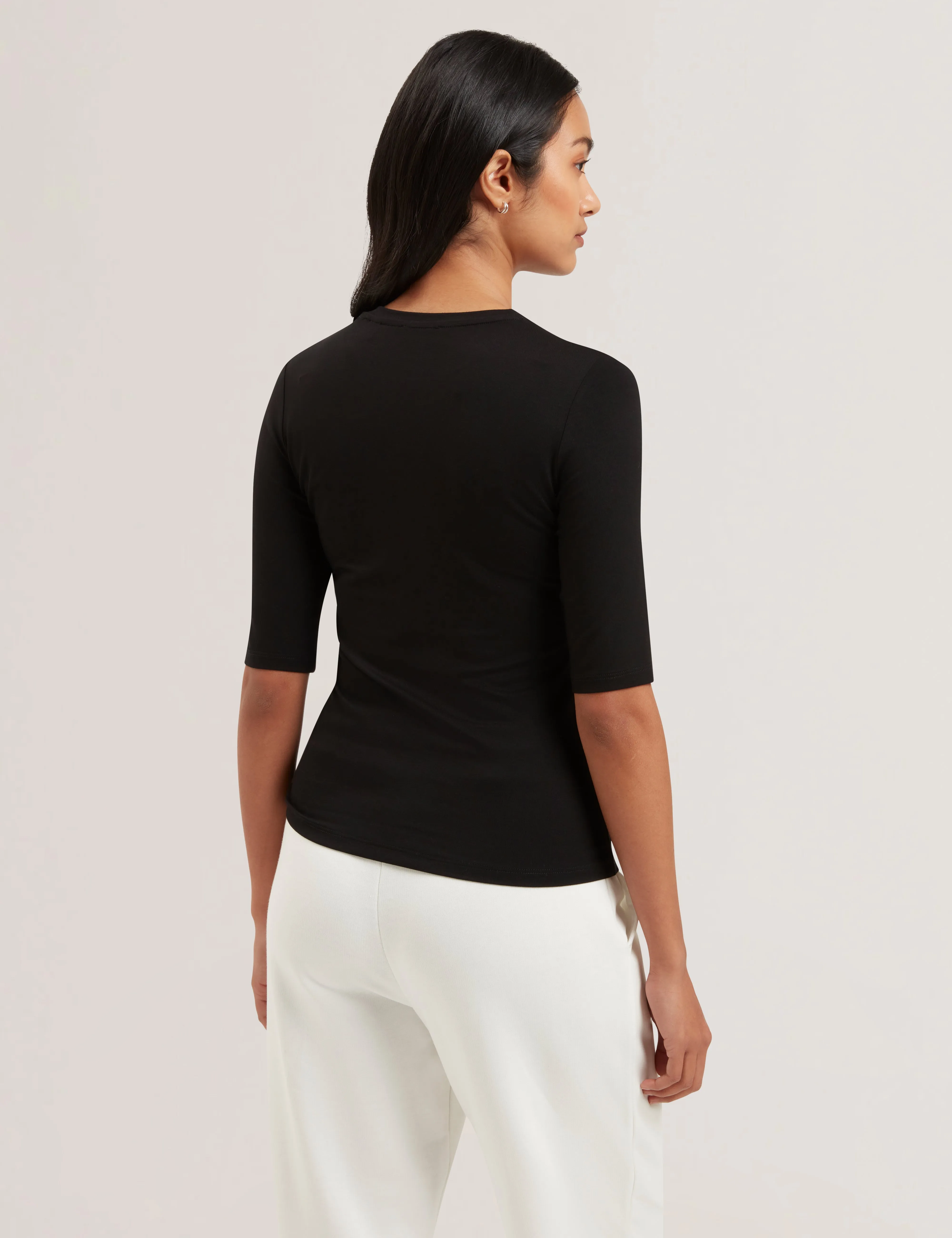 Casy Fitted Half Sleeve Chest Branded Tee Black