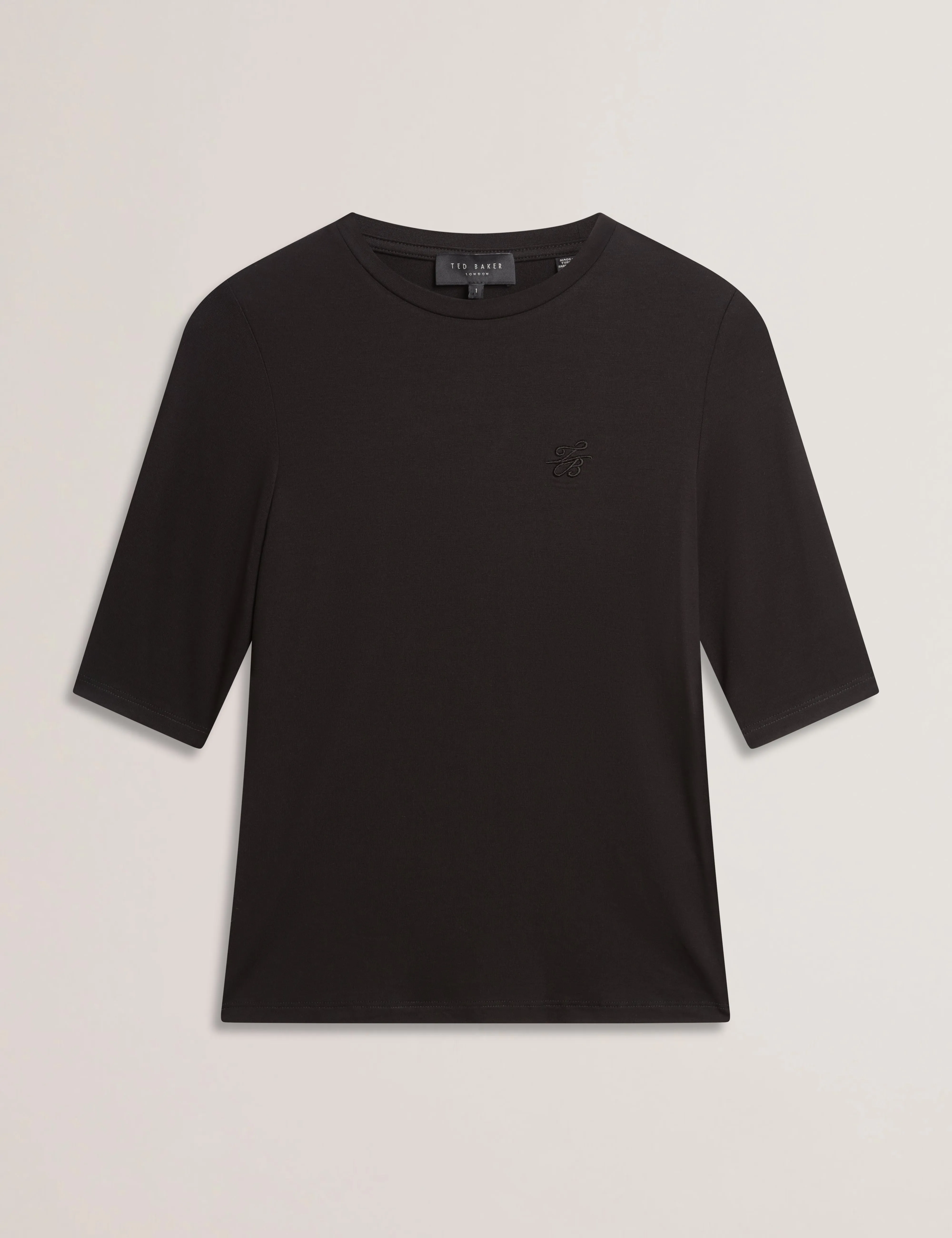 Casy Fitted Half Sleeve Chest Branded Tee Black